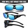 Duco Unisex HD Wraparound Prescription Glasses Polarized Sunglasses 8953 (Black Frame Revo Blue)
