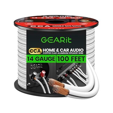GearIT 14AWG Speaker Wire, Pro Series 14 AWG Gauge Speaker Wire Cable (100 Feet / 30.48 Meters) Great Use for Home Theater Speakers and Car Speakers White