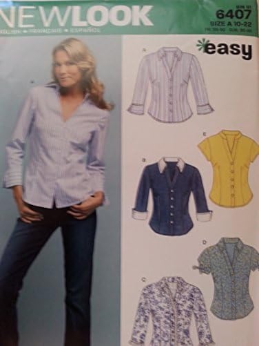 New Look Sewing Pattern 6407 Misses Tops, Size A (10-12-14-16-18-20-22)