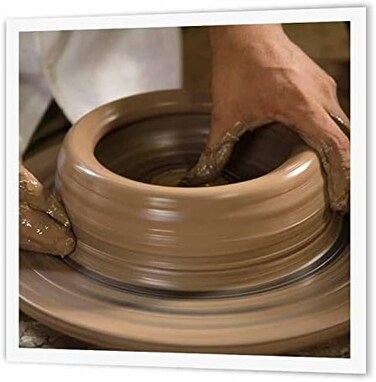 3dRose ht_86881_3 Nicaragua, Catarina. Pottery Wheel &amp; Clay Sa14 Jme0128 John &amp; Lisa Merrill Iron on Heat Transfer, 10 by 10", for White Material