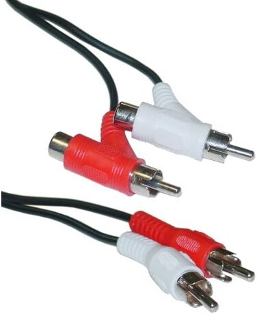 كابل RCA Audio Piggyback 2 RCA ذكر إلى 2 RCA ذكر + RCA أنثى Piggyback، 6 أقدام
