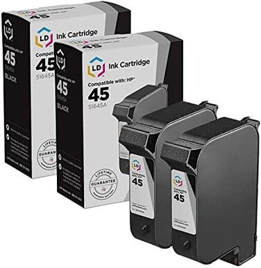 طابعة دي برودكتس خرطوشة معاد بدأت السابقة لطابعة HP 45 51645A (اسود، عبوتان)