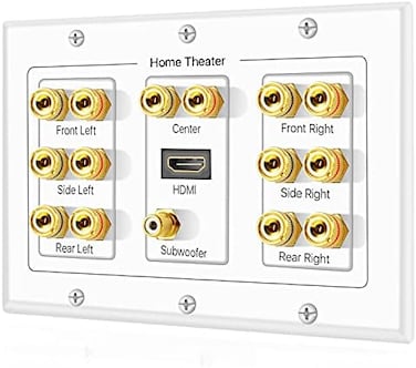 TNP Products Tnb Home Theater Speaker Wall Plate Port - 7.1 Surround Sound Distribution Board, Gold Plated Copper Connector, Arc Alf1 Subwoofer Jack, Hdmi 4K Arc Fhd (3 Sets)