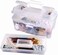 ArtBin 6918AH Twin Top 17 inch Supply Box, Portable Art &amp; Craft Supply Organizer with Handle, [1] Plastic Storage Case, Translucent