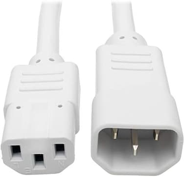 تريب لايت سلك تمديد مرن بطول 6 قدم، C14 إلى C13، 15A، 14 AWG، أبيض (P005-006-AWH)