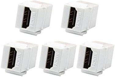 VICTEK 5-Pack HDMI Keystone Female to Female Coupler Snap-in for Wall Plate - White