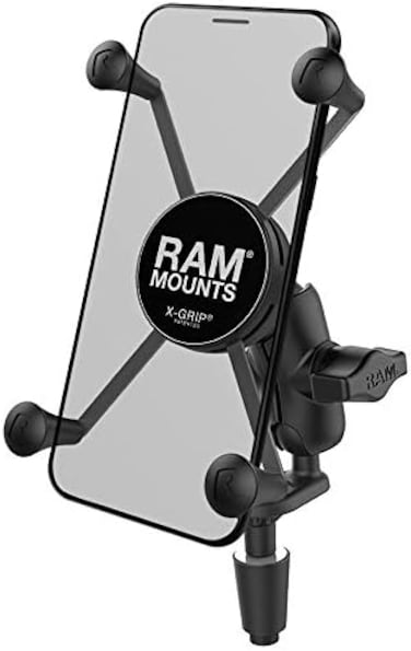 رام ماونتس حامل موبايل كبير مع قاعدة شوكة للدراجات النارية من اكس جريب، RAM-B-176-A-UN10U مع ذراع قصيرة للسيقان بقطر 12 ملم إلى 38 ملم