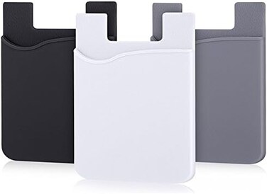 AgentWhiteUSA Cell Phone Wallet, Stick on Wallet (3 Pieces) : (for Credit Card, Business Card &amp; Id)   Works with Almost Every Phone   iPhone, Android &amp; Most Smartphones (GREYBLKWHT)