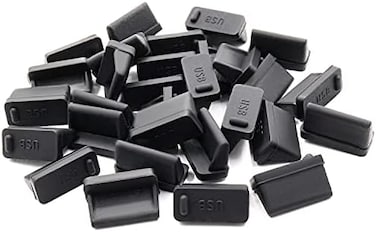 ثريبولز 30 قطعة غطاء منفذ USB سيليكون مضاد للغبار لنهاية الإناث أسود