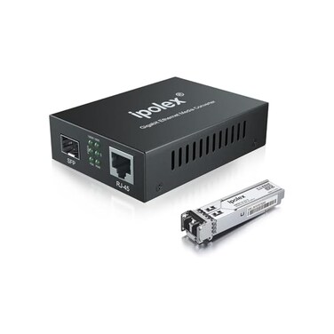 اي بوليكس محول وسائط الياف سي متعدد الاوضاع جيجابت ايثرنت (جهاز الإرسال والاستقبال SFP SX متضمن)، حتى 550 متر، 10/100/1000Base-Tx إلى 1000Base-SX،