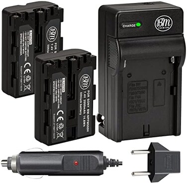 بي ام بريميوم بطاريتان NP-FM500H NPFM500 وشاحن لسوني الفا a68، a77II، SLT-A57، A58، A65V، A77V، A99V، A100، A200، A300، A350، A450، A500، A550، A560، A560 80, 80, SLT-A700، SLT-A850، SLT-A900 DSLR