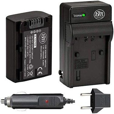 بي ام بريميوم بطارية وشاحن لسوني FDR-AX53، HDR-CX675/B، CX455/B، CX200، CX210، CX220، CX230، CX290، CX330، CX380، CX430V، CX900، PJ340، PJ540، PJ670، 810 ,FDR-AX33, AX100 كاميرا فيديو