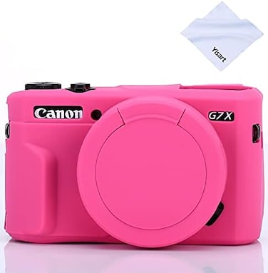 Yisau G7 X Mark II G7 X Removable Lens Cover Silicone Case for Canon PowerShot G7X II G7X (Rosered)