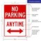 Sigo Signs No Parking Anytime with Arrows, 10x14 Rust Free Aluminum, Weather/Fade Resistant, Easy Mounting, Indoor/Outdoor Use, Made in USA