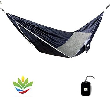 Hammock Bliss Sky Bed - Hangs Like A Hammock, Sleeps Like A Bed - Unique Asymmetrical Design Creates An Amazingly Flat and Insulated Camping Hammock - Integrated Suspension 100" / 250 cm Rope Per Side