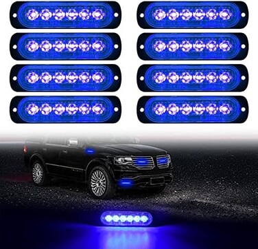 مصابيح LED للطوارئ ستروب بار DIBMS 8x أزرق 6 LED ضوء تحذير في حالات الطوارئ البناء الخطر بار سيارة شاحنة مركبة مركبة مركبة SUV سطح جبل