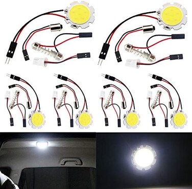 واي ام اي برايت مصباح LED سي او بي 6 اس ام دي ابيض بارد من ايفربرايت لقراءة خريطة السيارة بتيار 12 فولت مع محولات T10 / BA9S / فيستون