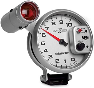 مقياس سرعة الدوران Auto Meter 4999 Ultra Lite II 5 بوصة 10000 دورة في الدقيقة مع قاعدة تثبيت سرعة ثابتة