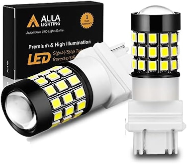 Alla Lighting Super Bright LED 3156 3157 لمبة عالية الطاقة 2835 SMD 4057 3156 3056 4114 3057 3157 LED 6000K زينون أبيض T25 إشارة الانعطاف/احتياطي/فرامل مصابيح إضاءة خلفية (مجموعة من 2)