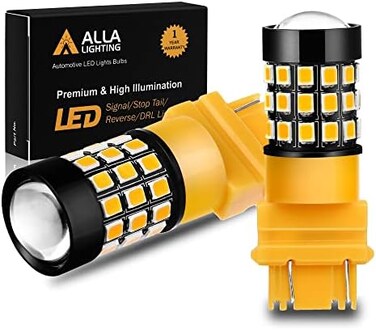 Alla Lighting 3157 مصابيح إضاءة LED فائقة السطوع 3156 3056 3157KX 4157 3457 4157NAK 3757 T25 وتدي LED إشارة انعطاف، أصفر كهرماني