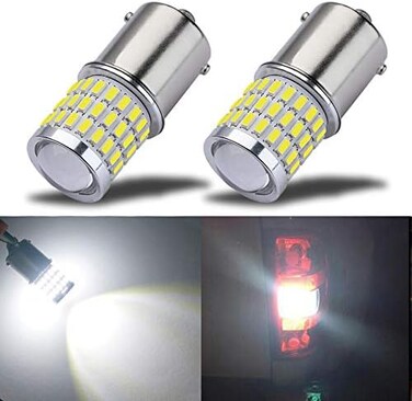 اي برايت ستار مصابيح LED شديدة السطوع 9-30 فولت طاقة منخفضة 1156 1141 1003 BA15S مع جهاز عرض بديل لمصابيح الرجوع للخلف ومصابيح الفرامل الخلفية ومصابيح التخييم، ابيض زينون