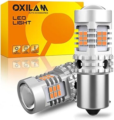 اشارة انعطاف LED BA15S 1156 كان باص خالي من الاخطاء 2200 كلفن اصفر كهرماني 2800 لومن بديل لمصباح 7506 1156A 1003 1141 P21W (قطعتان)