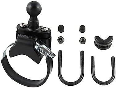 رام ماونتس قاعدة سكة حديد مع مسمار على شكل حرف U مطلي بالزنك، وحزام ATV/UTV وكرة 1 بوصة للقضبان حتى قطر 3.15 بوصة