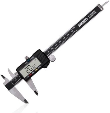 Neiko 01407A Electronic Digital Caliper Stainless Steel Body With Large Lcd Screen   0-6 Inches   Inch/Fractions/Millimeter Conversion,Silver/Black