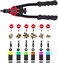 Unknown RZX 13" rivet nut tool Nut/thread Hand Riveter blind rivet Kit M5 M6 M8 SAE 10-24, 1/4-20, 5/16-18 W/ 60pc Rivnuts