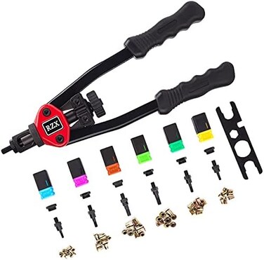 Unknown RZX 13" rivet nut tool Nut/thread Hand Riveter blind rivet Kit M5 M6 M8 SAE 10-24, 1/4-20, 5/16-18 W/ 60pc Rivnuts