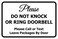 Signs ByLITA Classic Framed Please Do Not Knock Or Ring Doorbell Wall or Door Sign - Easy Installation   Mail Delivery Instruction   Do Not Disturb (White) - Small 1 Pack
