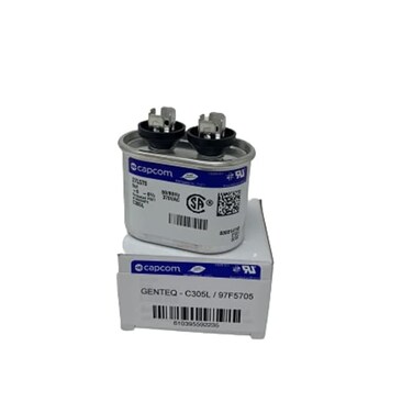 GENTEQ - C305L / 27L570 GE Capacitor Oval 5 uf MFD 370 Volt 97F5705 (Replaces Old GE# Z97F5705, 97F95702, Z97F5702), 5uf 370 Vac(VAC), 5X370 Run Capacitor