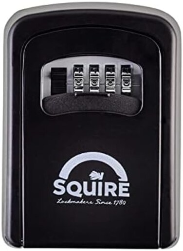 Squire Key Safe Box - 4 Wheel Combination Lock - Wall Mounted Key Safe - Weatherproof Diecast Alloy Body - Large Storage Capacity - Tough Key Lock Box For Outdoor And Indoor Use&hellip; (Key Keep 1)