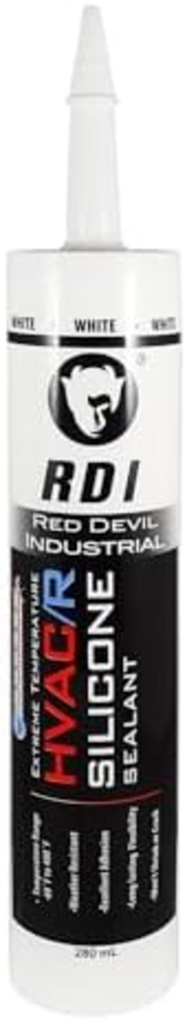 مانع تسرب سيليكون ريد ديفل 0896 لدرجات الحرارة القصوى لأنظمة التدفئة والتهوية وتكييف الهواء والتبريد، عبوة واحدة، أبيض
