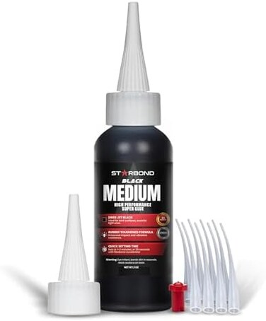 Starbond Premium Grade Cyanoacrylate (CA) Super Glue - 2 OZ PRO Pack (56-Gram) - Black Medium Crack Filler 150 CPS Viscosity Adhesive for Woodworking, Woodturning, Carpentry