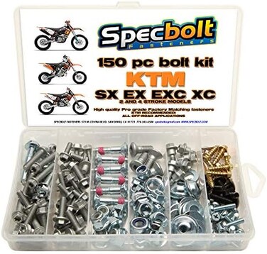 150 قطعة Specbolt KTM SX EX EXC 2 أو 4 مجموعة مسامير الصيانة MX Dirtbike OEM Spec السحابة 2 السكتات الدماغية: 50 60 65 85 105 125 250 300 360 380 550 و4 شوائب: 250 350 400 450 500 520 525 530 620640