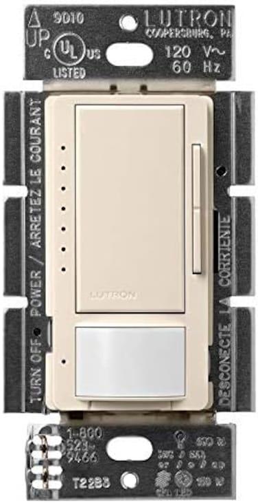 Lutron Maestro LED Dimmer switch with motion sensor, no neutral required, MSCL-OP153M-LA, Light Almond