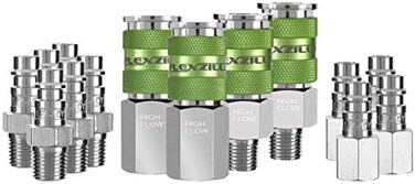 Flexzilla Pro High Flow Coupler &amp; Plug Kit (14 Piece), 1/4" Npt - A53458Fz