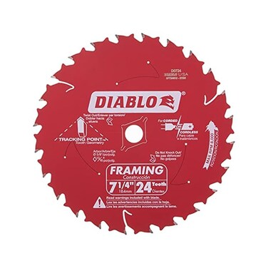 Freud Diablo D0724A 7-1/4in 24T ATB Framing Saw Blade 5/8in &amp; Diamond Knockout Arbor