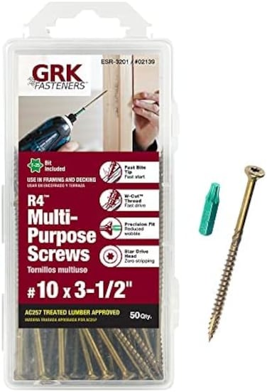 GRK R4 HandyPak Multipurpose Screws, 10 by 3-1/2-Inch, 50-Count (772691021397)