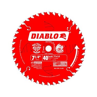 Freud D0740A Diablo 7-1/4 40 Tooth ATB Finishing Saw Blade with 5/8-Inch Arbor, Diamond Knockout, and PermaShield Coating