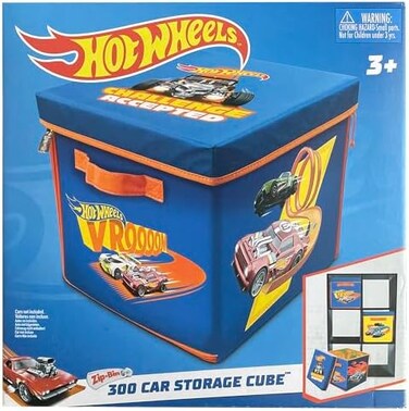 Hot Wheels A1686XX ZipBin Playmat and Storage from Peterkin 300 Car Cube, Solid, Brown