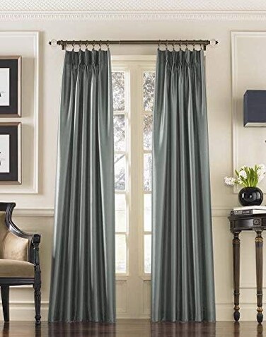 Curtainworks Marquee Faux Silk Pinch Pleat Curtain, 1 Panel, 30 by 144", Teal