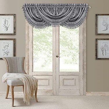 ستارة نافذة ستارة نافذة من Elrene Home Fashions 20863ELR أنتوني بلاك رود جيب/عروة خلفية للستائر، فضية، نجمة قصيرة