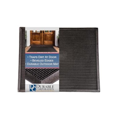 سجادة مناطق مدخل بأطراف الأصابع من المطاط المتين 396S1624BK من شركة شركة المعمرة للخارجية، 40.64 سمًا × 60.96 سم طولًا × 1.58 سم سمكًا، أسود