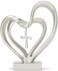 Dicksons ons Marriage Takes Three Matte Silver Finish 33cm Cross in Middle of Hearts Tabletopper