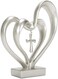 Dicksons ons Marriage Takes Three Matte Silver Finish 33cm Cross in Middle of Hearts Tabletopper