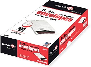 Quality Park tyvek Catalog Envelope, 6 inches x 9 inches, White 100 Envelopes (R1320)