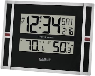 La Crosse Technology Atomic Digital Wall Clock, Black, One Size