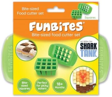 FUNBITES Food Cutter for Kids, Green Squares